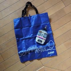 値下げ！KEIO 電車デザイン エコバッグ ネイビーのサムネイル