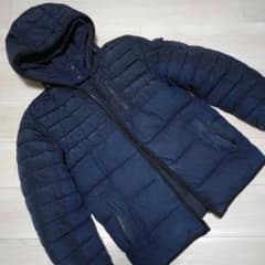 ZARA MAN 中綿キルティングジャケット ネイビー デニム切替 フードのサムネイル
