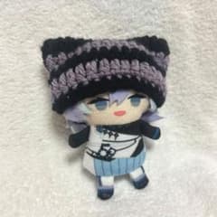 にじぱぺっと にじぬい服 10cmぬい帽子 ネコ耳ニット 黒✖️薄紫のサムネイル