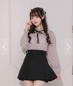 pium バイカラーレースケープ長袖ブラウス