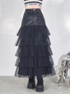 Darich レザードッキングチュールロングスカート M/L ブラック - メルカリ
