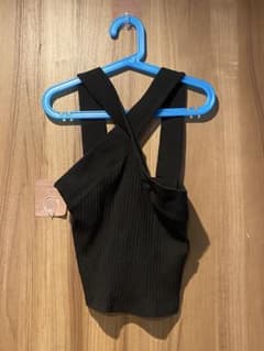 ZARA クロスストラップ リブビスチェ ブラック Sのサムネイル
