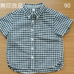 ✴︎無印良品✴︎ボタンダウン チェック半袖シャツのサムネイル