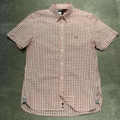 TOMMY HILFIGER 半袖シャツ ピンクチェック柄 スリムフィット Sのサムネイル