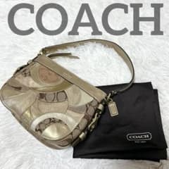 美品✨COACH パッチワーク ショルダーバッグ 41886 COACH コーチ パッチワーク ワンショルダーバッグ ゴールド 金色41886
