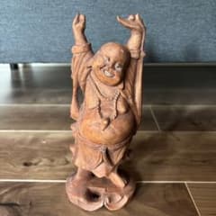 天然木 一刀彫 七福神 布袋様 布袋尊師 一刀彫 縁起物 七福神 中国仏教 布袋さん 置物 木彫り