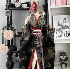 1/4ドール服 和風 振袖ドレスセット 黒×赤 - メルカリ