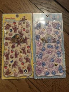 おさるのジョージ スティッチ プチドロップステッカー 2枚セット