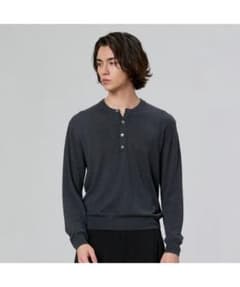 HYOJI ヘンリーネック ニット ダークグレーのサムネイル