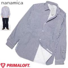 新品 Lサイズ ナナミカ インサレーション ストライプ シャツジャケット