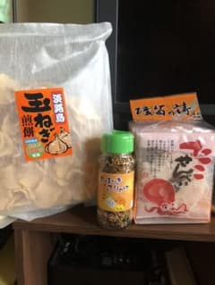 玉ねぎせんべい、たこせんべい、玉ねぎふりかけのサムネイル
