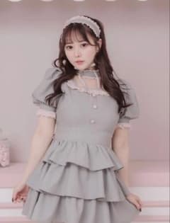 ピウム pium ヘッドドレス付きコットンフリルティアードワンピース