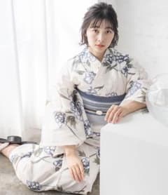 【当日発送可】ゆかた館グレース　浴衣　レディース　白　青　こだわり浴衣5点セットのサムネイル