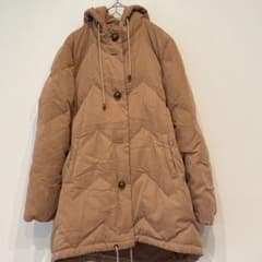 シップス SHIPS ダイヤキルト ダウンコート フード ボリューム袖 S 茶 