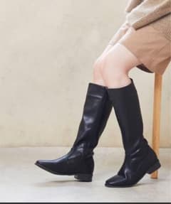 menue スクエアトゥシンプルロングブーツのサムネイル