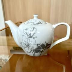 【美品】MOMOYAMA ティーポット 急須 花柄 グレー