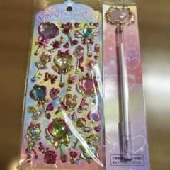 ハート　魔法ステッキ風　キラキラ　シール&ボールペンのサムネイル