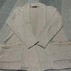 カーディガン ベージュ キラキラ長袖