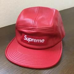 Supreme 15AW Leather Camp Cap 赤 Redのサムネイル