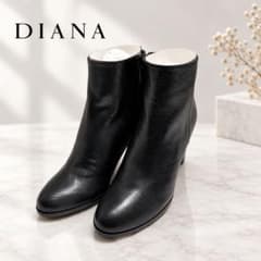 極美品✨️DIANA ショートブーツ ブラック レザー サイドジップ 黒 22