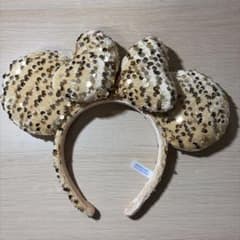 도쿄 디즈니랜드 스팽글 카츄샤 골드 미니 마우스 리본