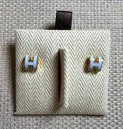 エルメス ポップアッシュ ミニ ピアス Hロゴ ブルー・ポレール 