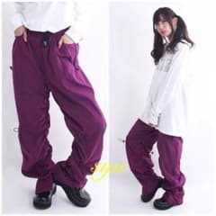 ドラッグハニー ドローコード入り ハイウエストパンツ ユニセックス パープル 黒のサムネイル