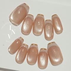 ♥バレリーナ 綺麗め 上品 シンプル マグネット フレンチ オフィスネイルチップのサムネイル