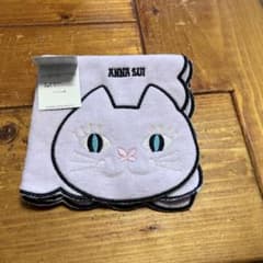 新品✨アナスイ　タオルハンカチ　ミニタオル　猫　タグ付き　ホワイト25✖️25のサムネイル