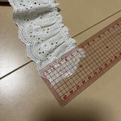 ☆ハンドメイド☆スカラップレース　シャーリング　アイボリー幅6cm×1.3mのサムネイル