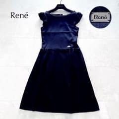 希少✨美品ルネ フリルワンピース ニットドレス ロゴプレート 美