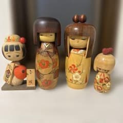 伝統工芸品 近代こけし 創作こけし まとめ売り 4体セット 木製 置物