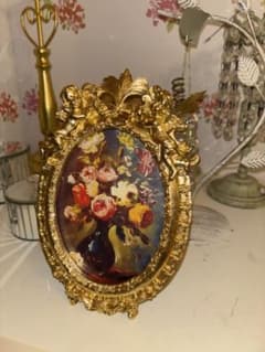 Angel relief photo frame, gold, tabletop, 20cm (large size)