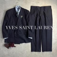 【美品】ヴィンテージYves Saint LaurentターコイズセットアップM イヴサンローラン 89s ヴィンテージ ダブル セットアップ スーツ