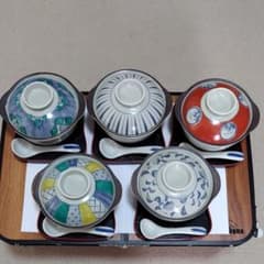 未使用】蓋付き煮物椀 5客セット 和食器 匙付き - メルカリ
