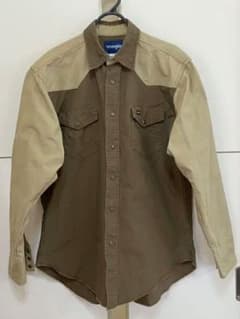 Wrangler ツイル生地バイカラー長袖ウエスタンシャツ