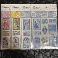 Disney 스테인드 글라스 스타일 스티커 4 팩 세트