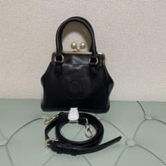 MARY QUANT パールガマ口 2WAYミニトート マリークワント ブラック