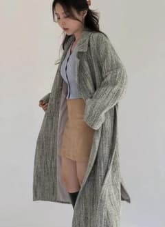 ブレンディングウールツイードロングコート MEJIWOO 新品 韓国ブランド 