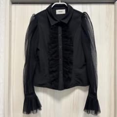 amerge.　アメルジュ　シアーシャツブラウス　ブラック　M