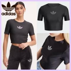 adidas クロップドTシャツ ブラック Sのサムネイル