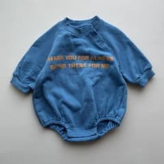 【未使用】　p.premier ベビー ロンパース ブルー ロゴ入りのサムネイル
