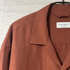 444 JOHN SMEDLEY 半袖シャツ ブラウン レーヨン リネン L - メルカリ