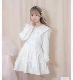 Honey Cinnamon リボンジャガードビッグカラーワンピースのサムネイル