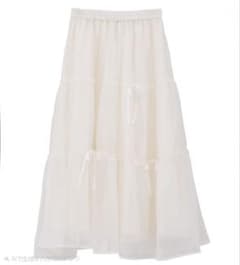 シフォン フレアロングスカート ホワイトのサムネイル