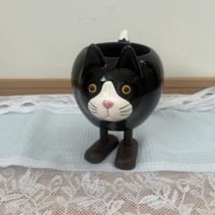 SETO CRAFT セトクラフト 猫モチーフ 花瓶 黒ネコ 置物 レトロ - メルカリ