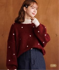 が*⁠様 Flowerスウィートエンブロイダリーニット レッド ハート セーターのサムネイル
