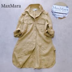 MaxMara✨️ピュアリネン100% 上質ロングシャツ 白タグ イタリア製 