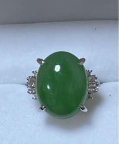 天然ヒスイリング J15.42ct 　D0.32ct　 pt900 11.06g