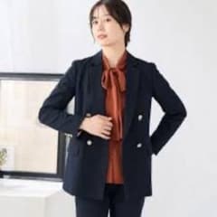 【上下セット】ライトストレッチ ダブルジャケット パンツ セットアップ 紺のサムネイル